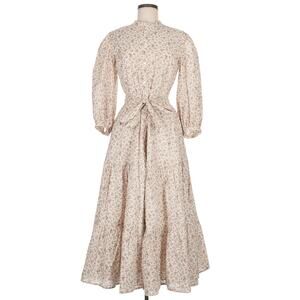 RALPH LAUREN POLO button up ditsy floral cotton tiered modest midi dress Size 6